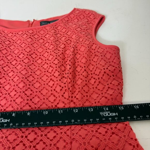 Jessica Howard Sleeveless Coral Dress Lace Overlay A Line Size 10 Cruise Fashion - Picture 9 of 16